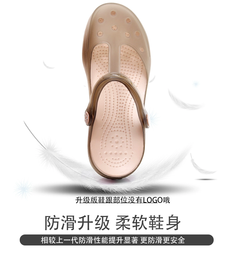 Veblen Crocs dép nữ mùa hè dốc đáy mới không trượt nhẹ nhàng với đôi dép thạch dép giản dị Baotou 