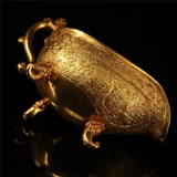 Ностальгическое ретро -ретро -старое старое модное классическое винное устройство Tang Zhenguan Dynasty Wine Glass Три -футбольная голова Золотой чашки