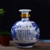 Jingdezhen 3-5-10 kg nạp nước uống màu xanh và trắng trong chai gốm Tám người bất tử ba cân năm cân ngọc bích nồi rượu mận mùa xuân - Rượu vang Rượu vang