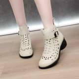 Этническая обувь, летние короткие сапоги с молнией, из натуральной кожи, этнический стиль, мягкая подошва, для среднего возраста