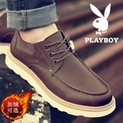 Giày nam Playboy mùa đông cộng với giày nhung ấm áp dụng cụ giày nam đế rộng thông thường để giúp giày Martin
