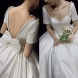 Французский ретро -атласный световой главный свадебное платье 2021 Новое темперамент невесты супер бессмертная мечта высокий
