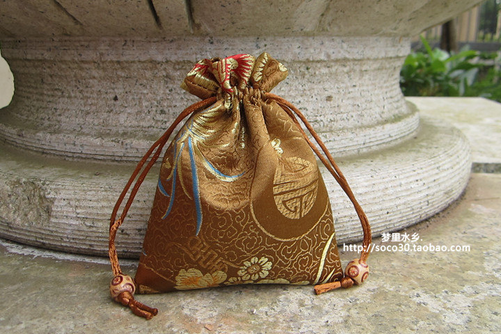 BronzeHappy candy bag Jewellery Jewelry bag Beads Hand string Bracelet packing bag Brocade bag Blessing bag Storage bag Brocade bag customized
