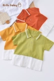 Летний хлопковый топ, тонкая футболка подходит для мужчин и женщин, пижама для раннего возраста, короткий рукав, детская одежда