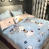 New Chibi Maruko phim hoạt hình gia đình bốn 1.8m khăn trải giường quilt 1,5 1,2 đơn ký túc xá ba mảnh phù hợp - Bộ đồ giường bốn mảnh bộ chăn ga gối đệm cute Bộ đồ giường bốn mảnh