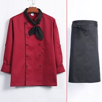 Красный лонгслив, фартук, шейный платок