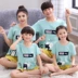 Một gia đình ba trẻ em trong mùa hè bông cậu bé nhà dịch vụ cô gái mùa hè cotton mỏng ngắn tay phim hoạt hình đồ ngủ Cha mẹ và con
