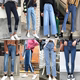 Bán buôn gian hàng cung cấp denim quần của phụ nữ mùa thu Hàn Quốc thời trang nữ sinh viên jeans lỏng nhà máy bán hàng trực tiếp quần jean lưng cao qua rốn Quần jean