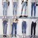 Bán buôn gian hàng cung cấp denim quần của phụ nữ mùa thu Hàn Quốc thời trang nữ sinh viên jeans lỏng nhà máy bán hàng trực tiếp quan bo nu Quần jean