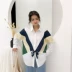 Mùa xuân và mùa thu 2019 của phụ nữ phiên bản Hàn Quốc của khảm màu cá tính khâu áo dài tay trong đoạn dài áo sơ mi giản dị - Áo sơ mi dài tay 	áo sơ mi cổ trụ nữ dài tay	 Áo sơ mi dài tay