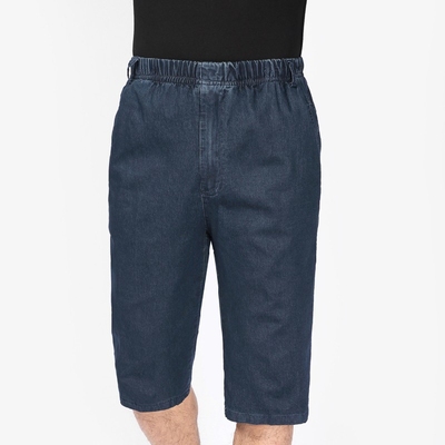 Người đàn ông trung niên đàn hồi eo cắt quần eo cao căng sâu đàn hồi lỏng thẳng 7 điểm jeans nam kích thước lớn quần short Cao bồi