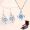 999 foot silver necklace+earrings (blue) 07