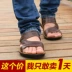 Mùa hè 2018 người đàn ông mới của da dual-sử dụng kéo chống trượt dép và dép của nam giới dép dày dưới xu hướng da giày bãi biển
