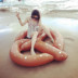 Ins3 người cá tính bagel bơi vòng cha mẹ và con đôi inflatable phao cứu sinh hồ bơi lướt sóng nổi hàng nổi giường phao boi Cao su nổi