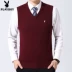 Mùa thu và mùa đông tuổi trung niên áo len nam nam V-cổ trùm đầu nam trung niên đan áo len vest cardigan nam  Dệt kim Vest