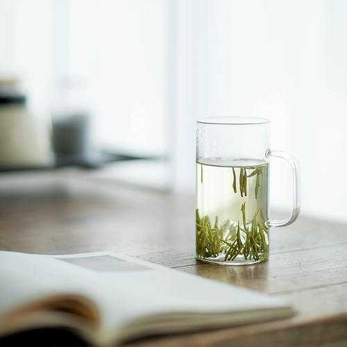 Толстая жара -устойчивый стеклянный чашка с зеленой чайной чаш