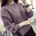Phiên bản Hàn Quốc của các quý cô nhỏ phong cách áo len đơn giản màu rắn cổ tròn mùa thu dài tay áo kéo ngắn áo len thẳng - Áo len thể thao / dòng may
