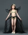 Cô gái catwalk đồ bơi bikini màu đen micro-T-game match catwalk dress trailing vàng sáng tạo áo tắm - Đồ bơi trẻ em