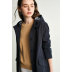 [WFY01005] Jasmine ya công nghệ mới composite vải lót sọc trùm đầu lão hóa dài trench coat áo phao nữ Trench Coat