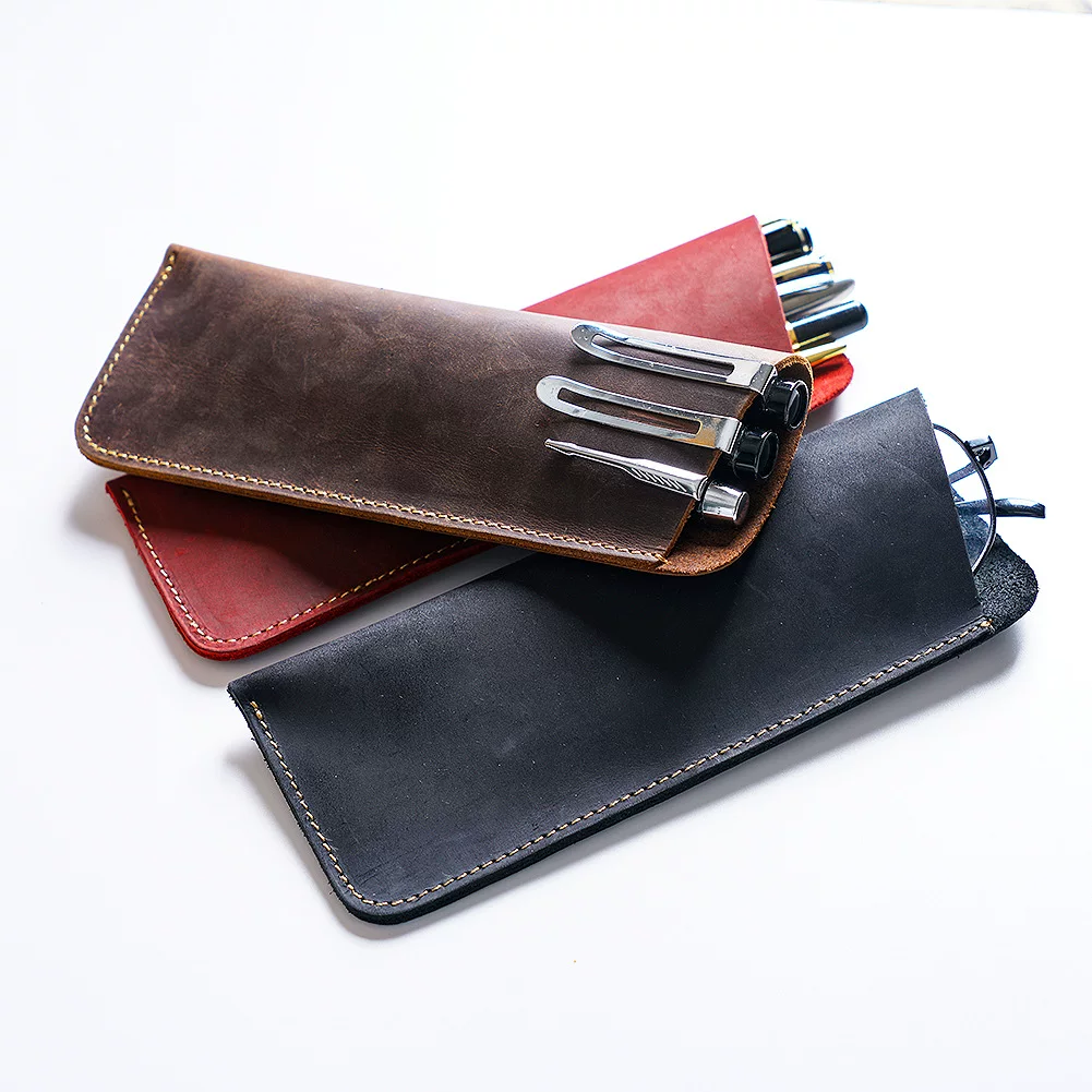 Ретро пенал handmade, мужская переносная система хранения для мужчин и женщин, очки, защитный кейс, простой и элегантный дизайн, DIY, натуральная кожа