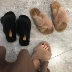 Mềm mại thỏ lông thỏ sang trọng nữ mùa thu 2018 phiên bản mới của Hàn Quốc hoang dã dày dưới đáy kéo giày lông lỏng lẻo giày sandal nữ đi học Dép