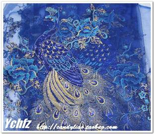 Blue Phoenix, LAR NAIL Sequins, Cheongsam, Clothing, Cloth, Handmade, Peacock, with Embroidry