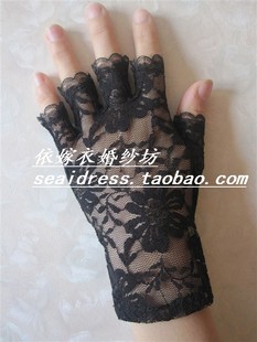 Short red black gloves, korean style, cosplay, fingerless