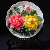 Luoyang Peony Flower Dehua Ceramics Art Цветочный диск подвесные ремесла ремесло мебель городской бутик свинг