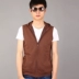 Mùa xuân và mùa thu người đàn ông Hàn Quốc thường vest mỏng vest đội mũ trùm đầu vest chàng trai màu đen dệt kim không tay hoodies vest đen nam Dệt kim Vest