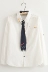 Đặc biệt hàng ngày mới dễ thương mèo gỗ khóa tie thêu dài- tay áo sơ sinh sinh viên giản dị hoang dã áo sơ mi trắng nữ
