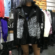 Quần áo da phong cách Harajuku 2018 xuân mới phong cách hip hop punk cá tính đẹp trai ve áo đầu máy áo khoác da PU - Quần áo da