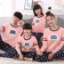 Vài bộ đồ ngủ mùa thu cha mẹ và con dịch vụ nhà cotton gia đình ba Hàn Quốc phiên bản của phim hoạt hình cô gái dài tay đồ ngủ phù hợp với nam giới