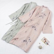 Mule câu lạc bộ mùa hè nam giới và phụ nữ bông đồ ngủ dài áo choàng tắm cotton Nhật Bản dịch vụ nhà kimono robe phong cách Trung Quốc