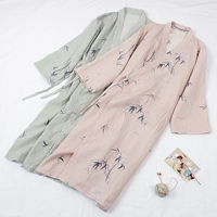 Mule câu lạc bộ mùa hè nam giới và phụ nữ bông đồ ngủ dài áo choàng tắm cotton Nhật Bản dịch vụ nhà kimono robe phong cách Trung Quốc áo choàng lụa dài tay cho nam