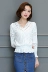 Real shot 6006 # phụ nữ mới Phiên bản Hàn Quốc của áo voan cổ chữ V đoạn ngắn áo sơ mi ren ren áo sơ mi nữ tay dài - Áo sơ mi chiffon ren