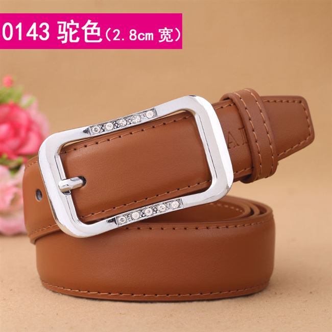 Widened 2.8Cm & 143 Silver Button Camel【 Free Admission plus hole 】 Belt female fashion Korean leisure Pin buckle belt female fine Simple and versatile Jeans Belt