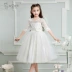 Trẻ em váy công chúa váy cô gái váy trong tay áo váy dài trong trẻ lớn sân lớn màu trắng tím sinh nhật hiệu suất - Váy trẻ em đồ cho bé gái Váy trẻ em
