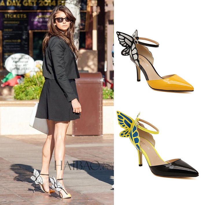 2015 spring and summer with new models Sophia Webster heeled sandals fantasy colorful butterfly spell color shoes