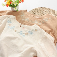 Японский весенний фонарь, короткая футболка, топ, тренд сезона, с рукавом, с вышивкой