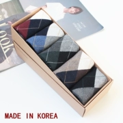 Vớ nam 5 cặp hộp quà Hàn Quốc kikiyasocks nam cotton vớ vớ eo tam giác kim cương màu sắc phù hợp