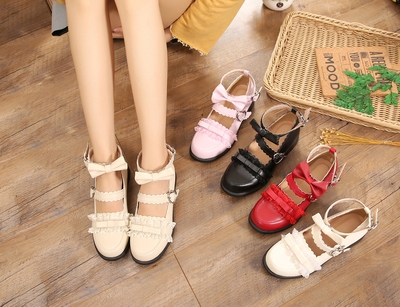 taobao agent Original girl afternoon Chalolita shoes plus soft lolita lace bow round head jk student shoes