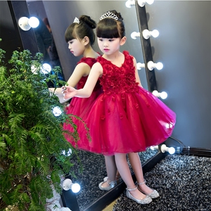 2018 trẻ em mới của váy cưới công chúa váy cô gái pettiskirt hoa cô gái sinh nhật ăn mặc trang phục buổi tối ăn mặc