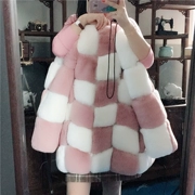 Chống mùa fur 2017 mới mùa đông phần dài giả lông thú áo khoác nữ thời trang màu hồng rabbit fur coat giải phóng mặt bằng