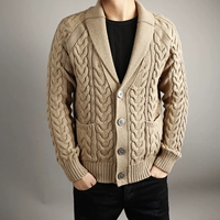 Người đàn ông thanh lịch cao cấp duy nhất- mảnh mùa thu và mùa đông cao cấp len cashmere dày áo len nam xoắn áo len cardigan áo sơ mi nam gucci