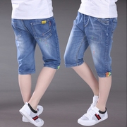 Quần trẻ em quần short denim mùa hè cậu bé lớn bông mỏng phần cậu bé quần bé trai bảy quần 12 tuổi 15