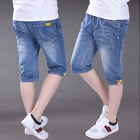 Quần trẻ em quần short denim mùa hè cậu bé lớn bông mỏng phần cậu bé quần bé trai bảy quần 12 tuổi 15 yếm bò cho bé gái