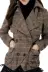 Mùa thu và mùa đông phụ nữ retro ve áo mỏng mỏng đẹp trai ol nhỏ phù hợp với ngắn đôi ngực kẻ sọc áo len Áo khoác ngắn