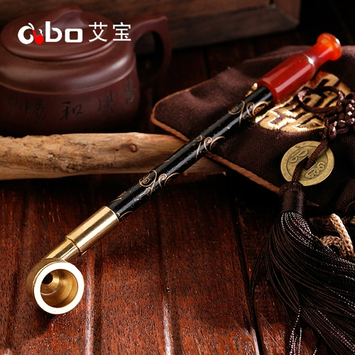 Старомодная латунная агатовая курительная трубка ручной работы