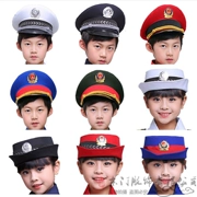 Trẻ em người lớn trang phục cảnh sát giao thông nhỏ đồng phục mũ cảnh sát giao thông hiệu suất quần áo mũ Bayi hiệu suất hải quân