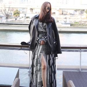 2018 ngôi sao Hàn Quốc với cùng một đoạn da của phụ nữ áo khoác quá khổ Hàn Quốc phiên bản của da lỏng áo khoác BF fan xe chic